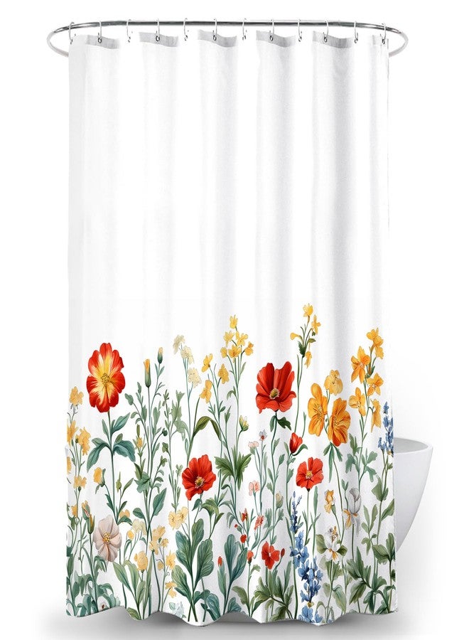 BECAN Floral Shower Curtain Different Bright Flowers Polyester Fabric Layer Thickening for Bathroom Shower Curtain Decor 72X72 Inch - Image 1