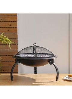 DANUBE HOME Inferno Blaze Fire Pit Portable Firepit Perfect Wood/Charcoal Barbecue Grill For Patio Lawn Garden Picnic Camping - Dia54.5Xh40Cm Black  - Image 1