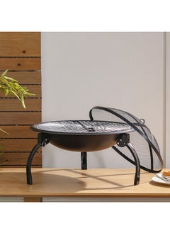 DANUBE HOME Inferno Blaze Fire Pit Portable Firepit Perfect Wood/Charcoal Barbecue Grill For Patio Lawn Garden Picnic Camping - Dia54.5Xh40Cm Black  - Image 2