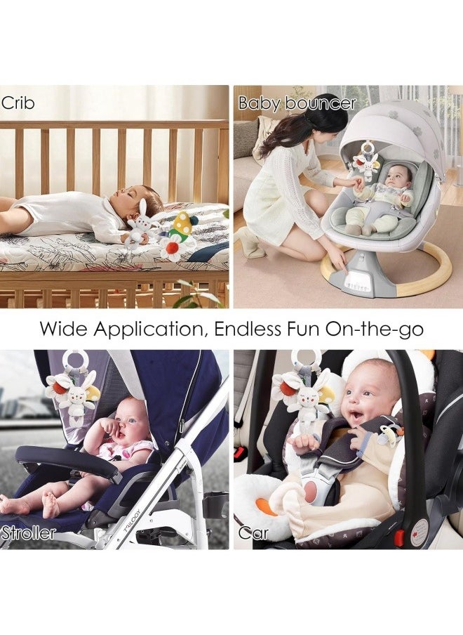 Baby Hanging Rattle Toys Soft Plush Activity Crib Stroller Car Seat Wind Chimes for 0 3 6 9 12 Months Infant