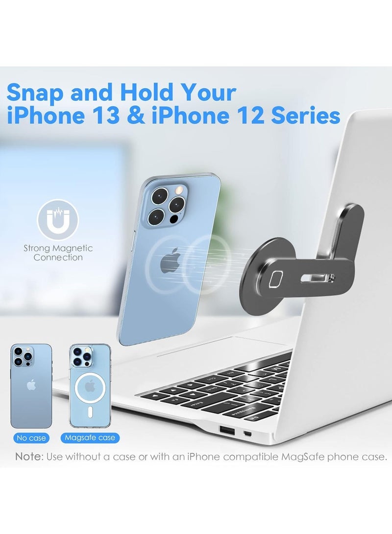 general Magnetic Side-Mount Laptop Stand for iPhone 14/13/12 MagSafe Series, Adjustable, Slim, Portable, Foldable Design for Screen Extension (Black) - Image 4