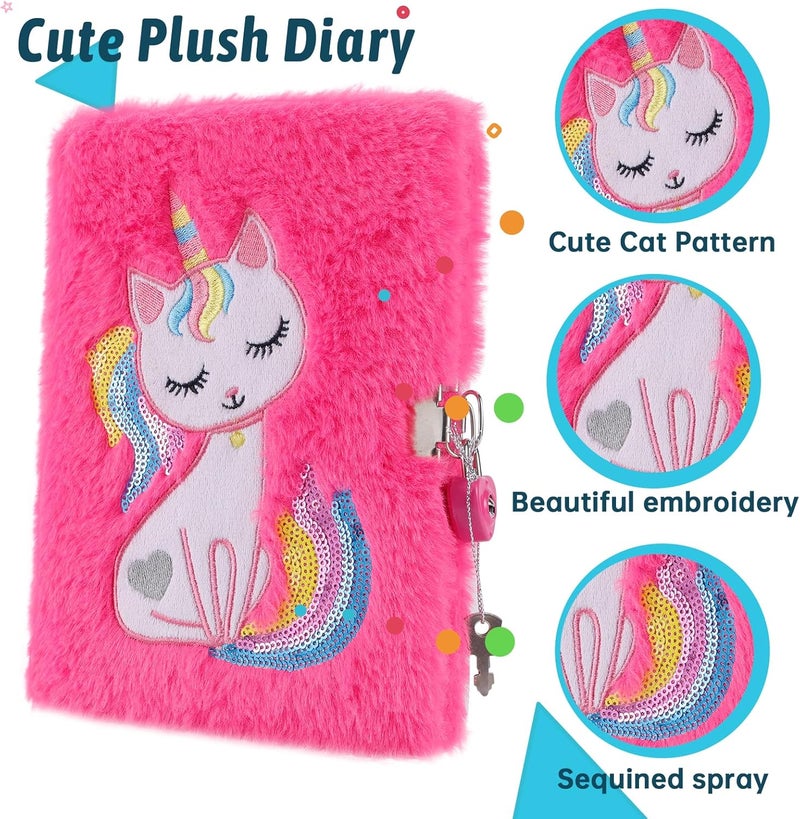 SuperStyle Journal Diary, Gift for 6 7 8 Years Old Girls, Cat Notebook with Lock Secret Diary Writing Journal Birthday Gift for Kids - Image 2