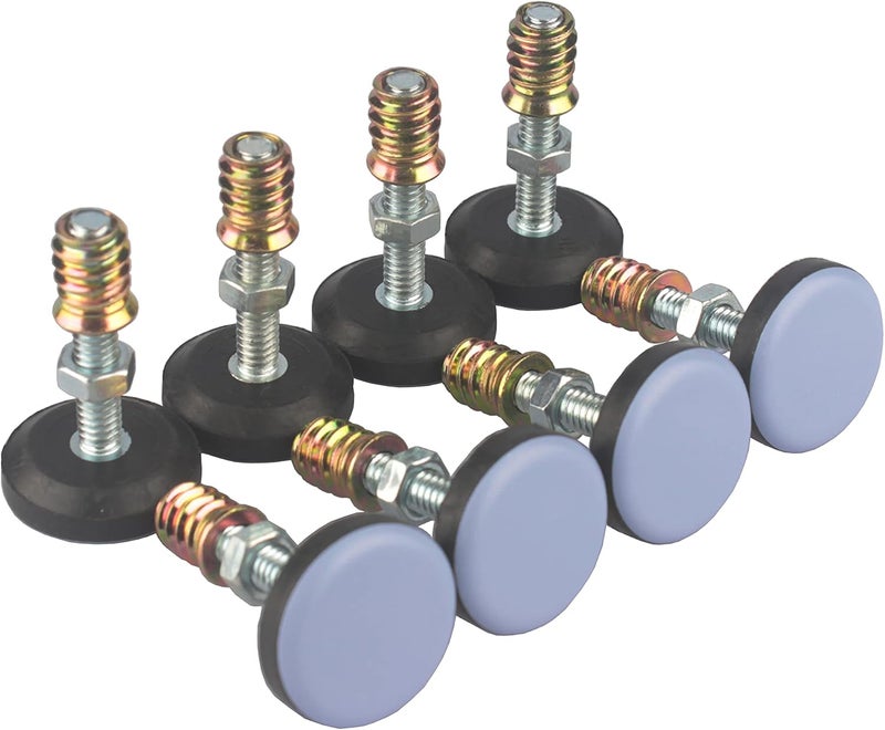 CSFMC Furniture Leveler PTFE(Teflon) Bottom(28mm Base),Threaded Shank(1/4-20) Adjust Pads,Table/Chair/Cabinet/Sofa Medium Adjustable Legs Leveling,Nuts Installation and Floor Protection(8 Pack) - Image 1
