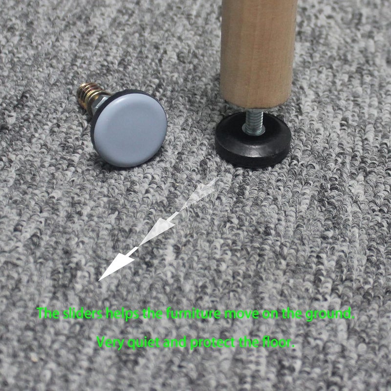 CSFMC Furniture Leveler PTFE(Teflon) Bottom(28mm Base),Threaded Shank(1/4-20) Adjust Pads,Table/Chair/Cabinet/Sofa Medium Adjustable Legs Leveling,Nuts Installation and Floor Protection(8 Pack) - Image 3