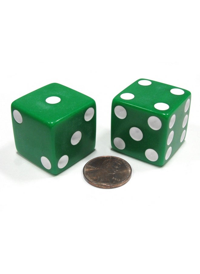 Koplow Games Koplow Games Set of 2 D6 25mm Large Opaque Jumbo Dice - Green with White Pips  - Image 5