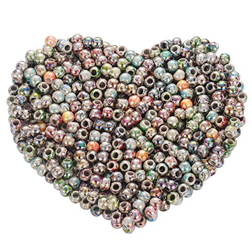 YC 500pcs 8mm Mixed Color Multicolor Round Acrylic Flower Big Hole Beads Round ball Loose Beads - Image 1