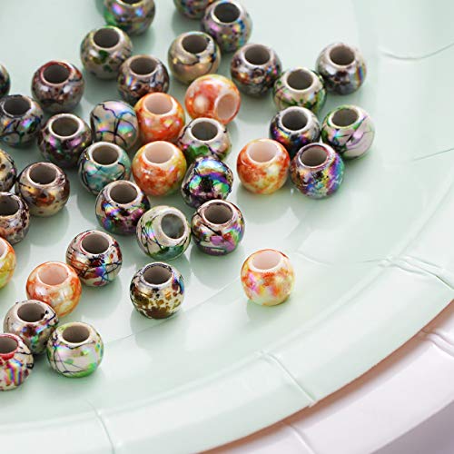 YC 500pcs 8mm Mixed Color Multicolor Round Acrylic Flower Big Hole Beads Round ball Loose Beads - Image 5