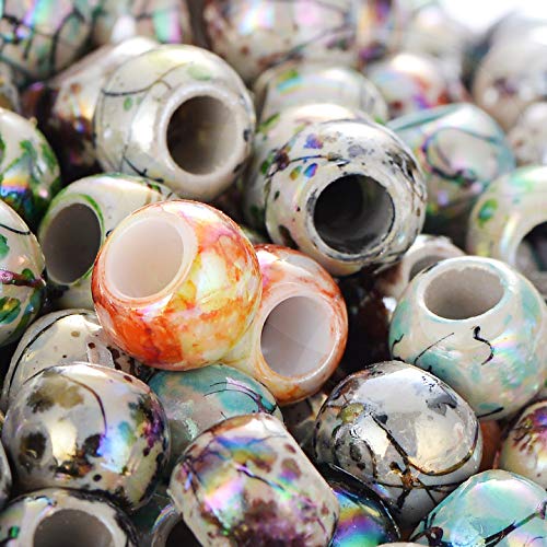 YC 500pcs 8mm Mixed Color Multicolor Round Acrylic Flower Big Hole Beads Round ball Loose Beads - Image 4