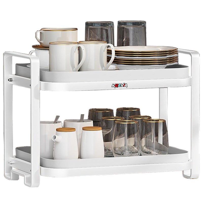 Krevia Cup Mug Drying Rack MultiPurpose Kitchen Storage Standing Rack Organizer 2Tier Holder Storage with Drain Tray for Kitchen Coffee Cup Mug Glass Water Cup Holder - Image 1