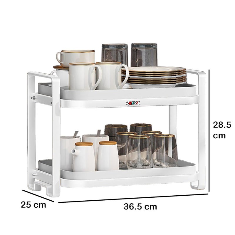 Krevia Cup Mug Drying Rack MultiPurpose Kitchen Storage Standing Rack Organizer 2Tier Holder Storage with Drain Tray for Kitchen Coffee Cup Mug Glass Water Cup Holder - Image 2