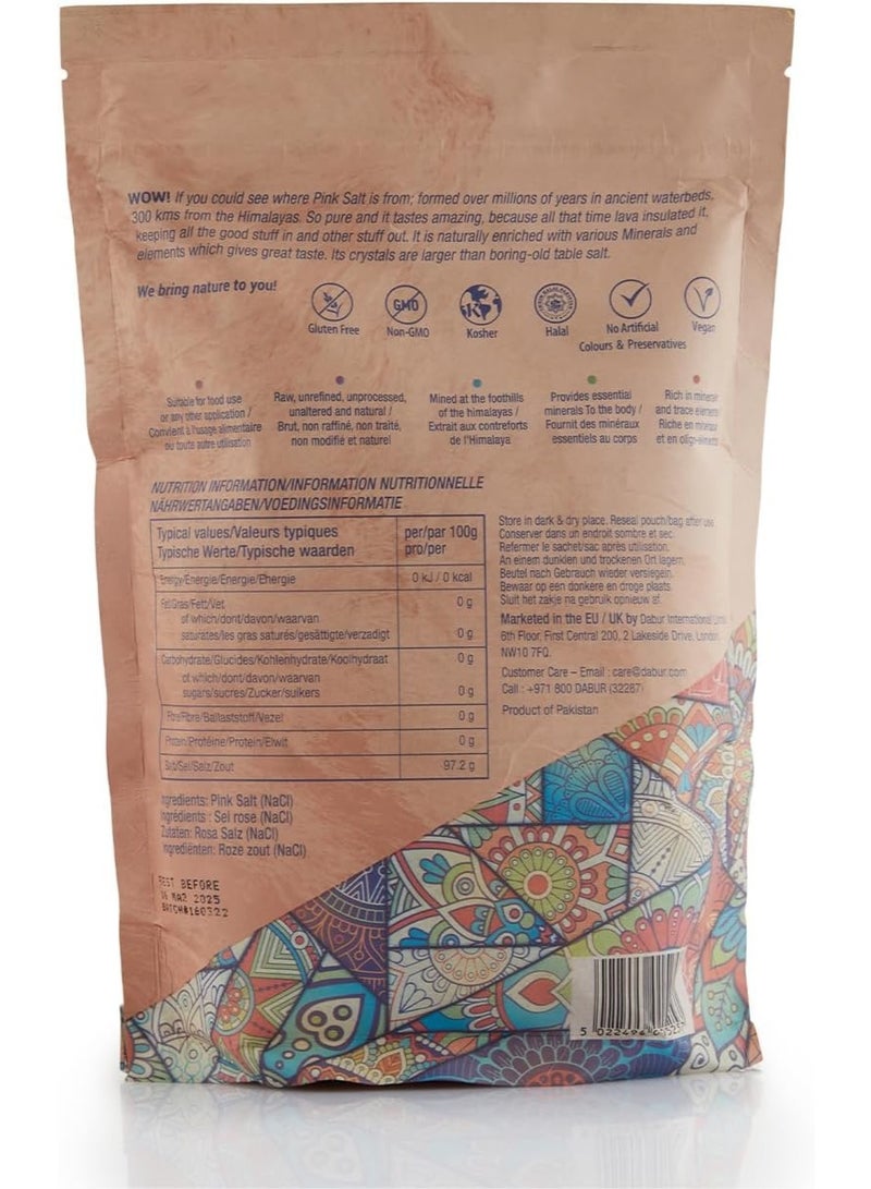 دابر ملح الكريستالي الوردي النقي 1 كجم ملح طبيعي 100% مع عناصر غذائية حيوية ملح فاخر غير مكرر خالٍ من الغلوتين، حلال معتمد كوشير لصحة جيدة وخفض ضغط الدم - Image 2