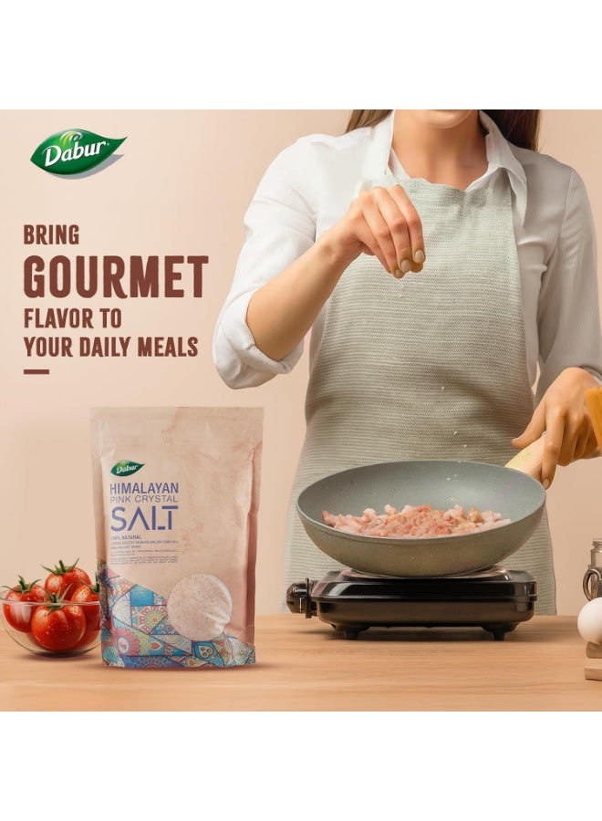 دابر ملح الكريستالي الوردي النقي 1 كجم ملح طبيعي 100% مع عناصر غذائية حيوية ملح فاخر غير مكرر خالٍ من الغلوتين، حلال معتمد كوشير لصحة جيدة وخفض ضغط الدم - Image 3