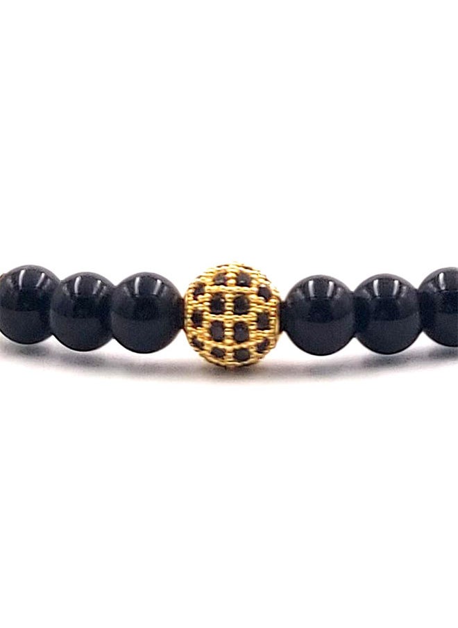 CHRYSOSTOMOS - Handmade Leather Bracelet for Men with Natural Black Obsidian Mineral Stones - Image 1