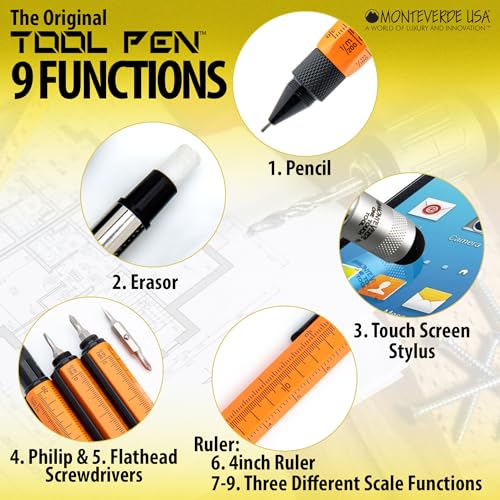 Monteverde USA 9-in-1 Tool Mechanical Pencil in Orange – Multifunctional Pencil with Stylus, Screwdrivers, Ruler, and Eraser – Exclusive Collection Ideal Gift for DIY Enthusiasts - Image 2