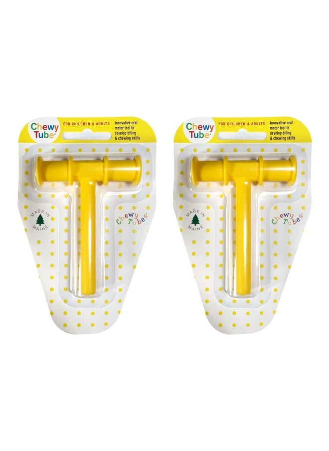 Chewy Tubes - , Pack Of 2 Yellow (Small) Chewy Tubes - Pediatric And Adult Sensory Treatment Tool - Image 1
