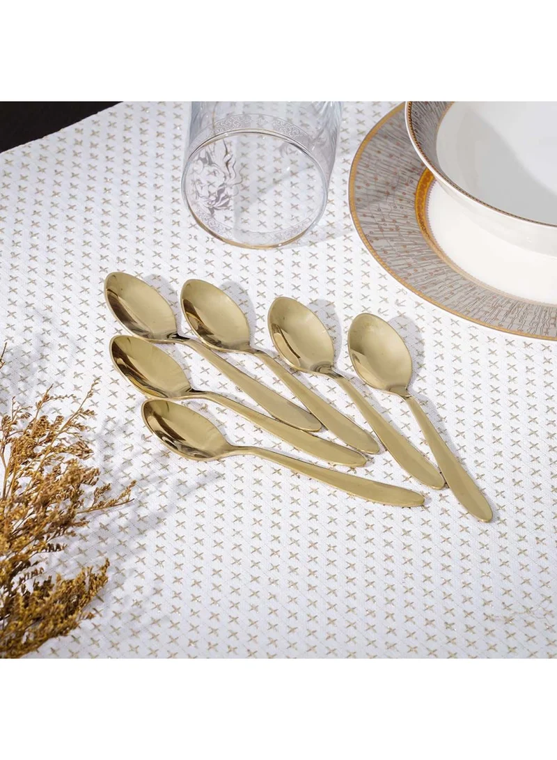 DANUBE HOME Pvd Lotus 6-Piece Coffee Spoon Gold 11.8 X 2.5CM
