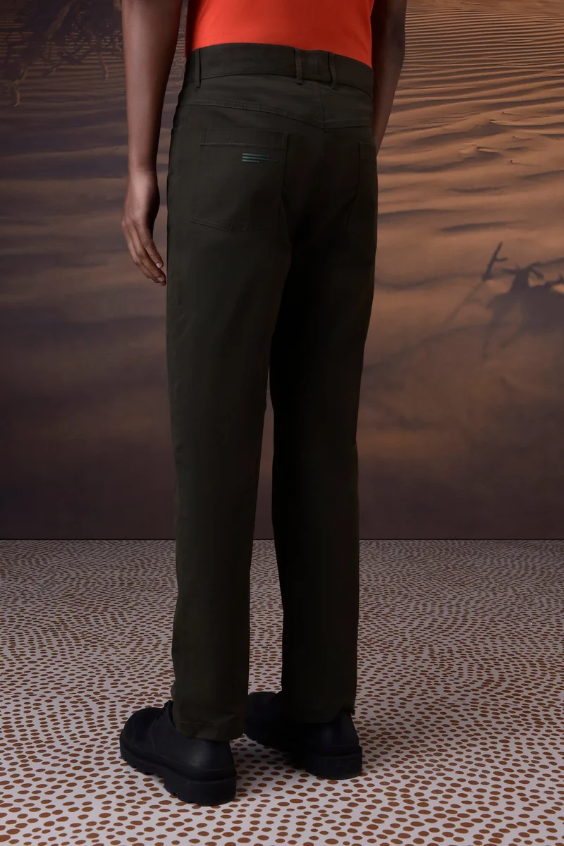 Genes Lecoanet Hemant Military Green Cotton Twill Trouser