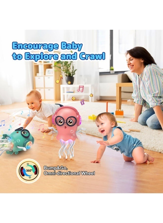 Electric Crawling Jellyfish Toy with Lights and Sounds, Interactive Bump & Go Obstacle Avoidance Jelllydancer for Kids - Image 2