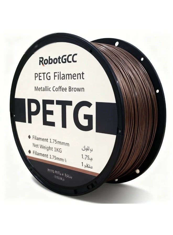 robotgcc PETG Filament 1.75mm Metallic Coffee Brown 1KG Brown Metallic 3D Printer Filament Glossy Sparkle Finish Smooth Extrusion Low Stringing High Strength Durable Flexible Strong Layer Adhesion Easy Print FDM Compatible Filament for Prototyping Engineering Models Decorative Printing Cosplay DIY Projects Industrial Use Reliable Performance Consistent Diameter Moisture - Image 2