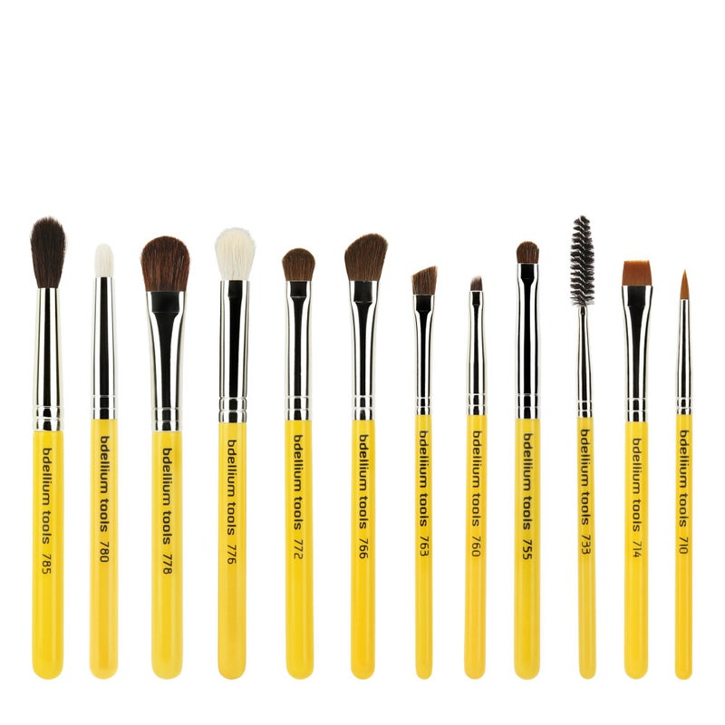 Bdellium Tools Professional Makeup Brush Travel Series - Eyes 12pc. Brush Set with Roll-Up Pouch - Image 2