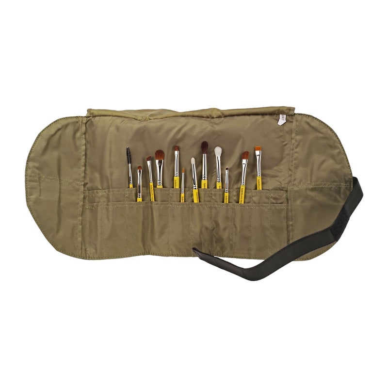 Bdellium Tools Professional Makeup Brush Travel Series - Eyes 12pc. Brush Set with Roll-Up Pouch - Image 3