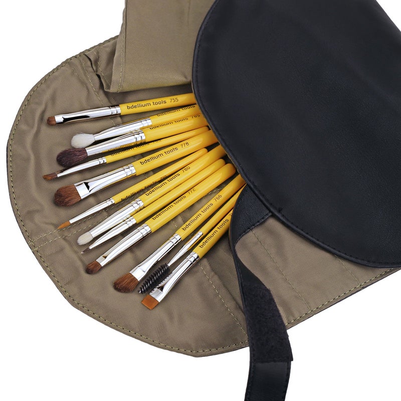 Bdellium Tools Professional Makeup Brush Travel Series - Eyes 12pc. Brush Set with Roll-Up Pouch - Image 4