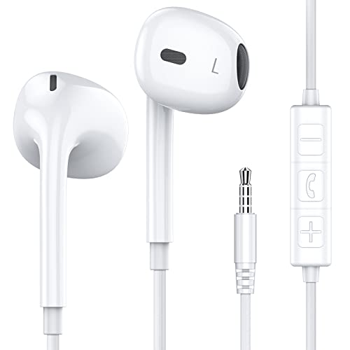 MOSWAG Wired Earbuds with Microphone, 3.5mm Jack in Ear Headphones with Microphone Suitable for Smartphones, Computers, Laptops, IPads, MP3 Players, Etc - Image 1