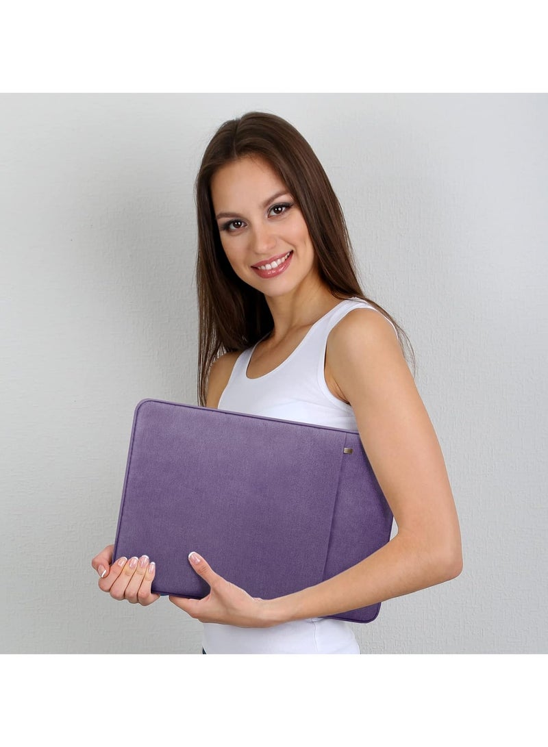 15.6 Inch Laptop Sleeve Case Water-Resistant Protection Cover with Front Pocket Retractable Handle Computer Bag for 15.6 Inch Notebook Chromebook,Purple - Image 2