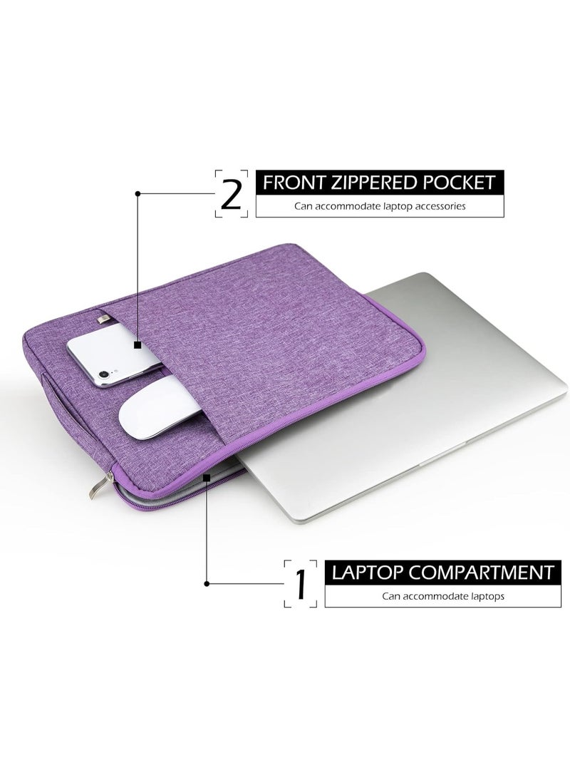 15.6 Inch Laptop Sleeve Case Water-Resistant Protection Cover with Front Pocket Retractable Handle Computer Bag for 15.6 Inch Notebook Chromebook,Purple - Image 3