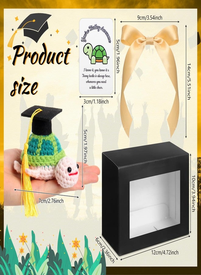 Geelin Graduation Positive Crochet Animals Gifts Set Grad Emotional Crochet Dolls with Positive Messages Graduation Stuffed Animal of 2025 Grad Gifts for High School College(Turtle) - Image 2