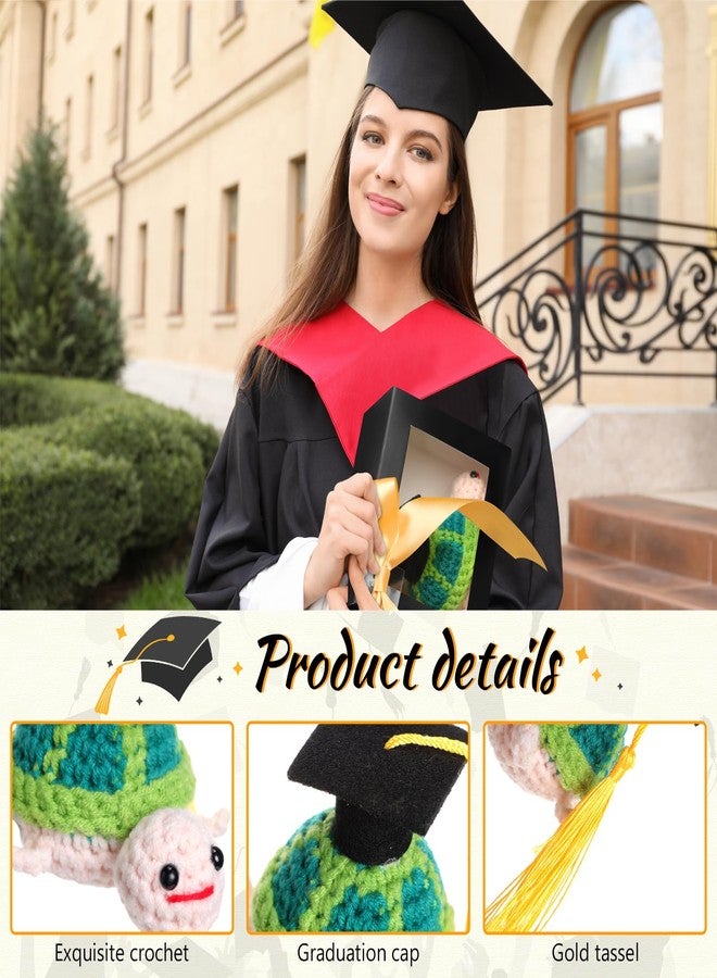 Geelin Graduation Positive Crochet Animals Gifts Set Grad Emotional Crochet Dolls with Positive Messages Graduation Stuffed Animal of 2025 Grad Gifts for High School College(Turtle) - Image 3