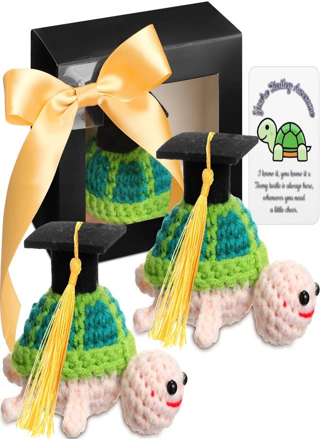 Geelin Graduation Positive Crochet Animals Gifts Set Grad Emotional Crochet Dolls with Positive Messages Graduation Stuffed Animal of 2025 Grad Gifts for High School College(Turtle) - Image 1