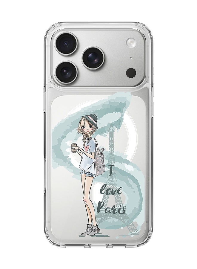 Stylizedd Classic Clear MagSafe Case for iPhone 17 Pro , Hybrid Soft Case Flexible Edges Anti Drop TPU PC Gel Thin Transparent Cover [ Designed for iPhone 17 Pro ] -  I Love Paris