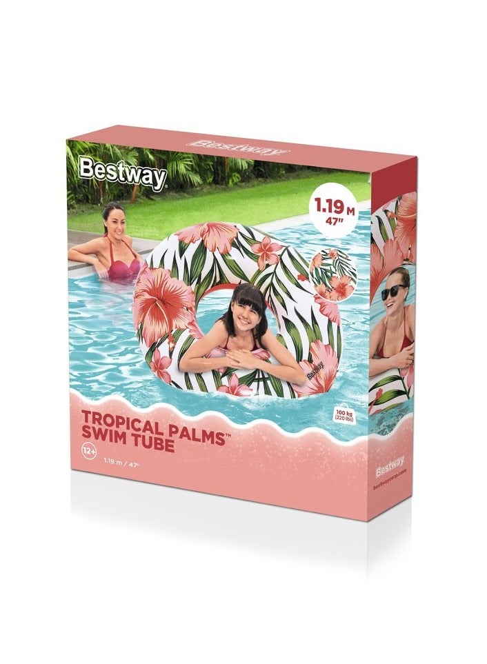 Bestway® Φ47"/Φ1.19m Tropical Palms Swim Tube 26-36237-PINK - Image 1