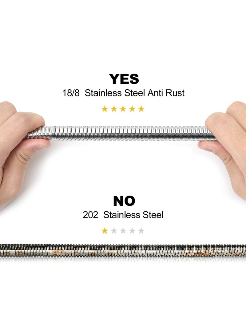 Shower Hose Extra Long 118 Inches Brushed Chrome Handheld Shower Head Hose with Brass Insert and Nut - Lightweight and Flexible - Image 4