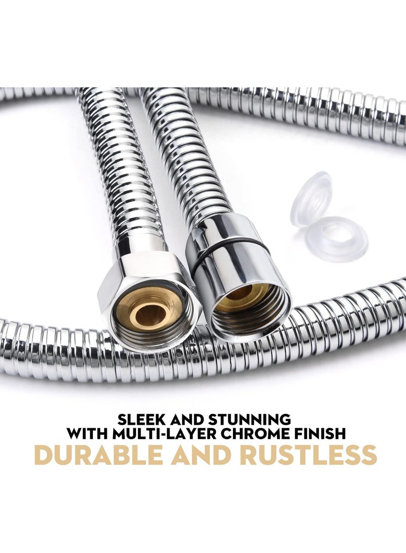 Shower Hose Extra Long 118 Inches Brushed Chrome Handheld Shower Head Hose with Brass Insert and Nut - Lightweight and Flexible - Image 5