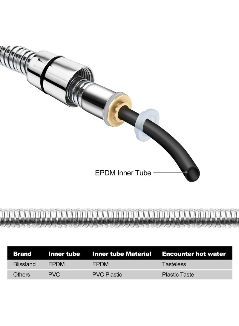 Shower Hose Extra Long 118 Inches Brushed Chrome Handheld Shower Head Hose with Brass Insert and Nut - Lightweight and Flexible - Image 3