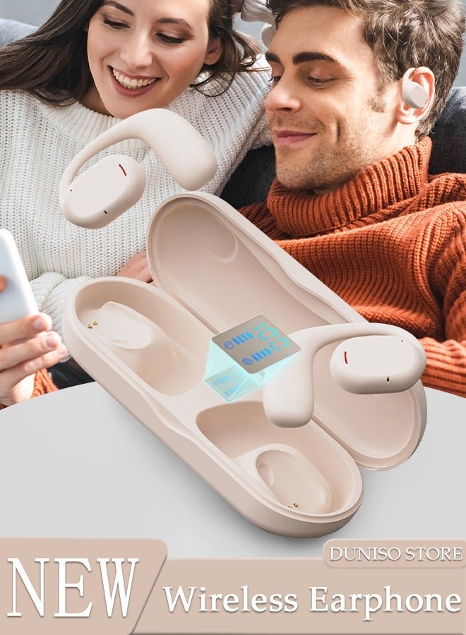 DUNISO Wireless Headphones Bluetooth Ear Clip Noise-cancelling Earphones with Wireless Charging Case Digital Display Bluetooth 5.3 Waterproof for Running Sport Gym - Image 1