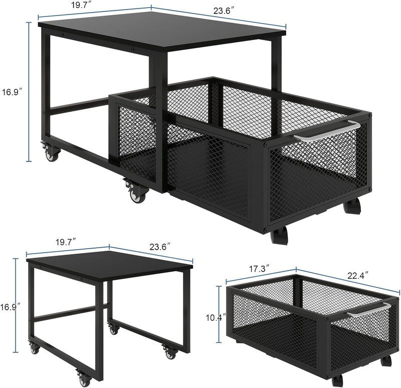 INDIDECOR INDIDECOR 36146 Classic197x236in Mini Fridge Stand with Large Capacity Storage Beverage Refrigerator Table with Lockable Wheel Mobile Mini Compact Fridge Cart Heavy Duty Appliance  - Image 2