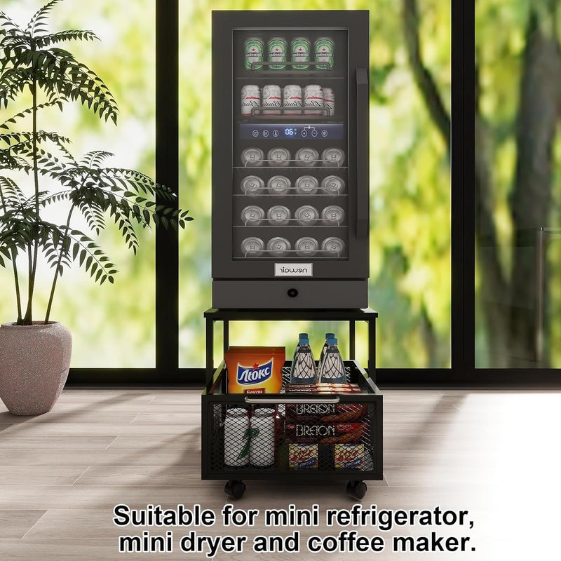 INDIDECOR INDIDECOR 36146 Classic197x236in Mini Fridge Stand with Large Capacity Storage Beverage Refrigerator Table with Lockable Wheel Mobile Mini Compact Fridge Cart Heavy Duty Appliance  - Image 5