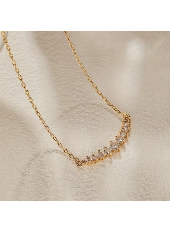 Goolsky 14K Golden Plated Rhinestone V-Necklace - Elegant Sparkling Design with Dangling Crystals, Perfect for Daily & Party Wear, Everyday Jewelry|Vnecklace|Dangling Crystal Necklace - Image 5
