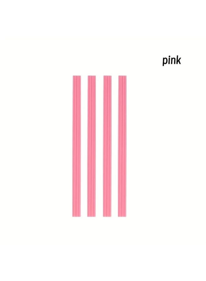 شرائط السيليكون الوردية لعجلات الأمتعة 4 قطع، أكمام صامتة ذاتية اللصق، بديل عالمي - Image 1