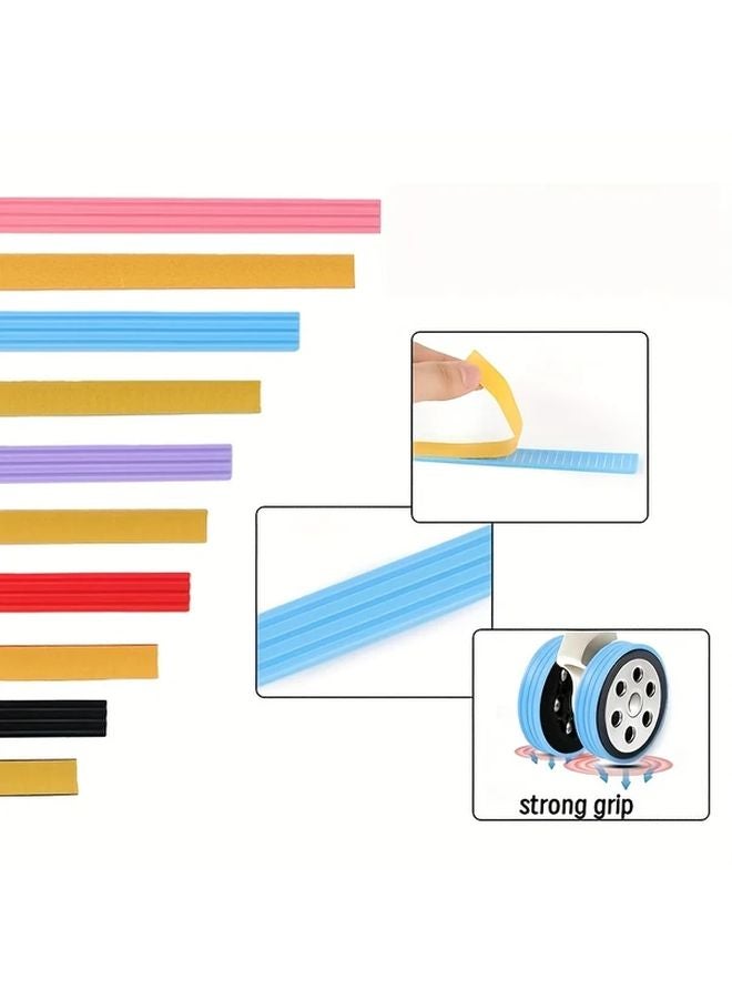 شرائط السيليكون الوردية لعجلات الأمتعة 4 قطع، أكمام صامتة ذاتية اللصق، بديل عالمي - Image 4