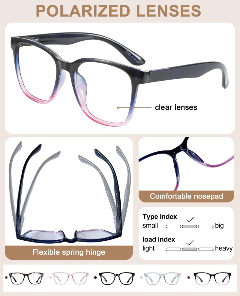 AEZUNI Oversize Square Reading Glasses for Women Oversized Trendy Large Readers 1.0 1.25 1.5 1.75 2.0 2.25 2.5 2.75 3.0 3.5 4.0 5.0 6.0(Purple,1.50) - Image 4