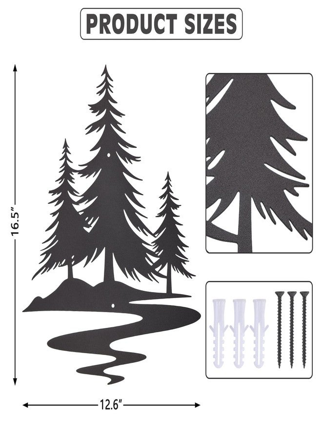 TYLCC Metal Pine Tree Wall Art Black Rustic Cedar Tree Wall Decor for Living Room Office Farmhouse, Forest Nature Lovers Gift,Black - Image 5