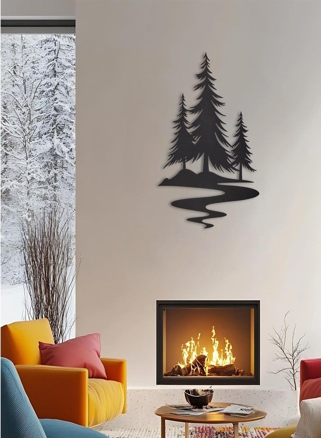 TYLCC Metal Pine Tree Wall Art Black Rustic Cedar Tree Wall Decor for Living Room Office Farmhouse, Forest Nature Lovers Gift,Black - Image 3