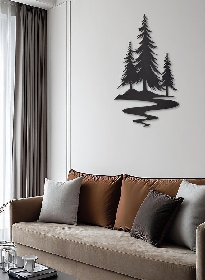 TYLCC Metal Pine Tree Wall Art Black Rustic Cedar Tree Wall Decor for Living Room Office Farmhouse, Forest Nature Lovers Gift,Black - Image 2
