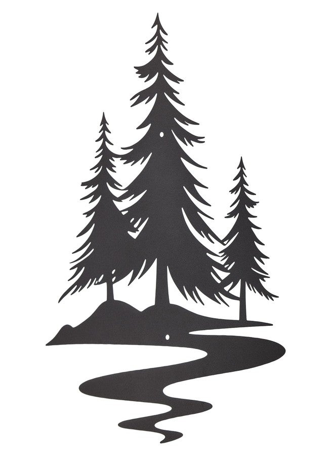 TYLCC Metal Pine Tree Wall Art Black Rustic Cedar Tree Wall Decor for Living Room Office Farmhouse, Forest Nature Lovers Gift,Black - Image 1
