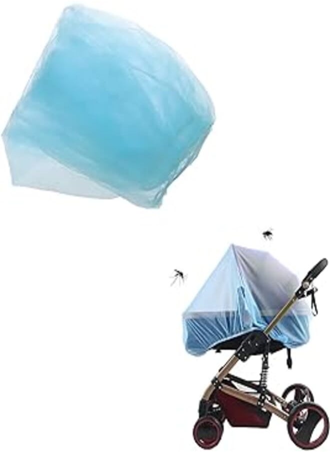 Generic - 2 Pcs of Baby Stroller Mosquito Nets, Suitable for Strollers, Cradles, Portable Mini Cribs, Good Air Circulation, Ideal Protection Against Mosquitoes, Baby Stroller Elastic Full Net Cover (Light Blue) - Image 1