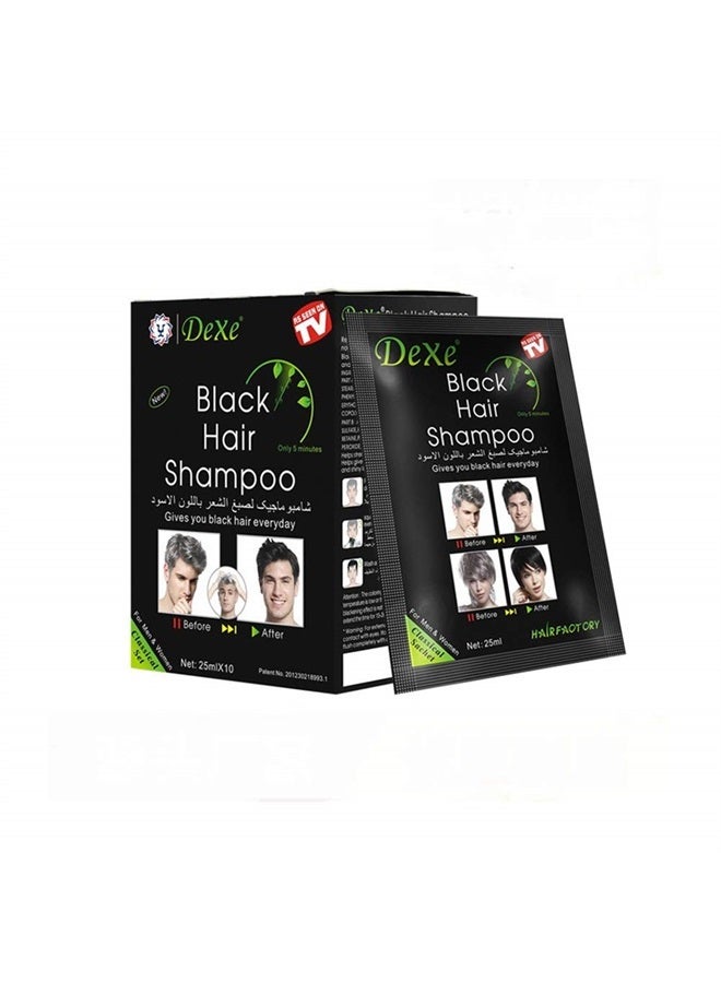uniforu شامبو صبغة الشعر لون الشعر الفوري شبه الدائم - 10 كيس/علبة (أسود) - Image 1